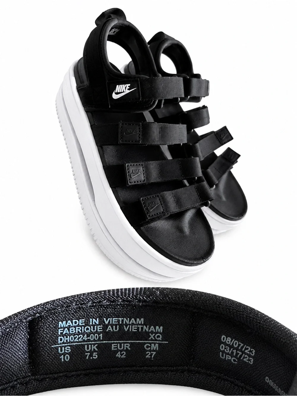 Nike Black Multi-Strap Platform Sandals